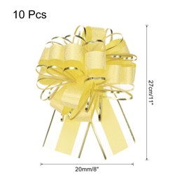MECCANIXITY 10pcs 8 Inch Large Pull Bow Gift Wrapping Bows Ribbon Organza Yellow for Wedding Baskets Presents Christmas Valentine's Day Party