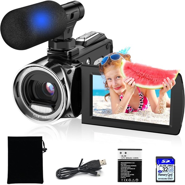 Rumyums Video Camera Camcorder YouTube 4K 48MP Vlogging Camera Recorder