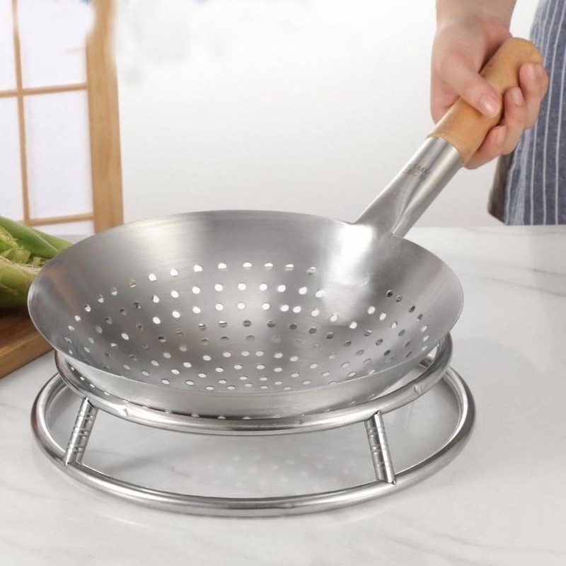 PRETYZOOM Double Layer Round Pot Rack and Wok Ring 10.43