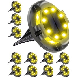 Biling Solar Ground Lights Uplight Sidelight, 12 Packs Bright Solar Outdoor Lights Waterproof for Yard Pathway Driveway Garden Poolside (Warm White)