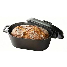 4.5QT Cast Iron Loaf Oven Pan - 11.3"x6.5"x4.3" - 5QT with Lid Handles Lame, for home baking