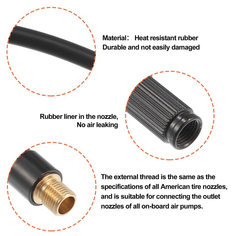 X AUTOHAUX 20cm Car Tire Inflator Extension Hose Chuck Black