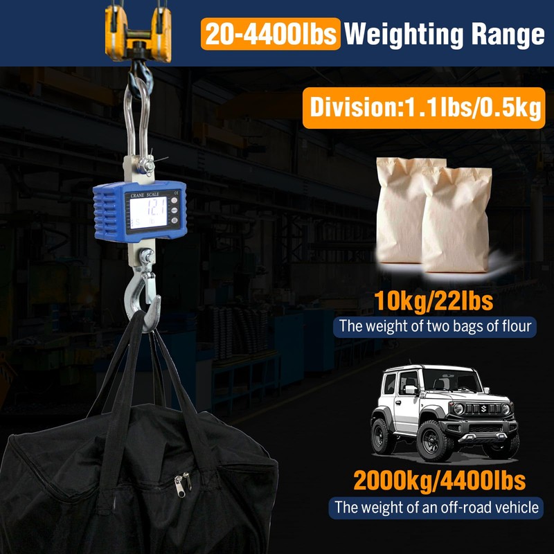 Bigorenda Hanging Scale, 4410LB/2000KG Digital Crane Scale,High Precision Heavy Duty