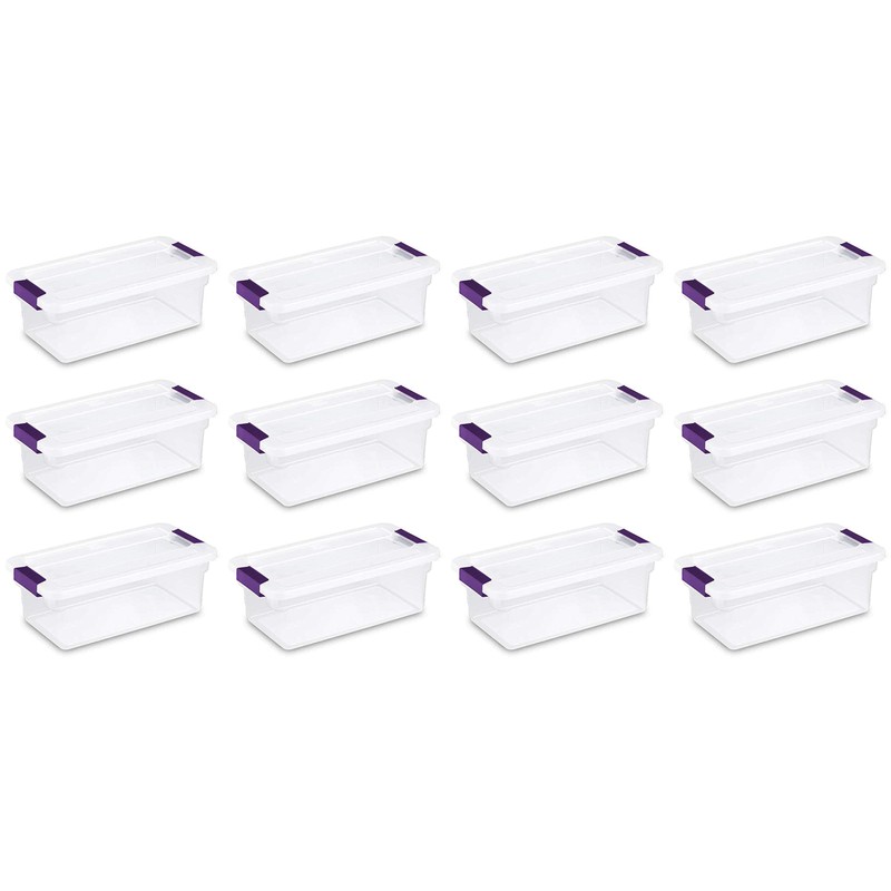 Sterilite 6 Qt ClearView Latch Storage Box, Stackable Bin with