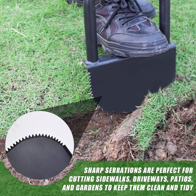 BARAYSTUS Height Adjustable Garden Edger Tool, Hand Steel Edger, Half