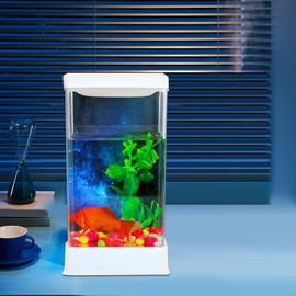 Betta Fish Tank,Desktop Fish Tank Starter Kit with Filter Lighting | Tabletop Landscape Home Decor for Living Room Study Room Office Apartment
