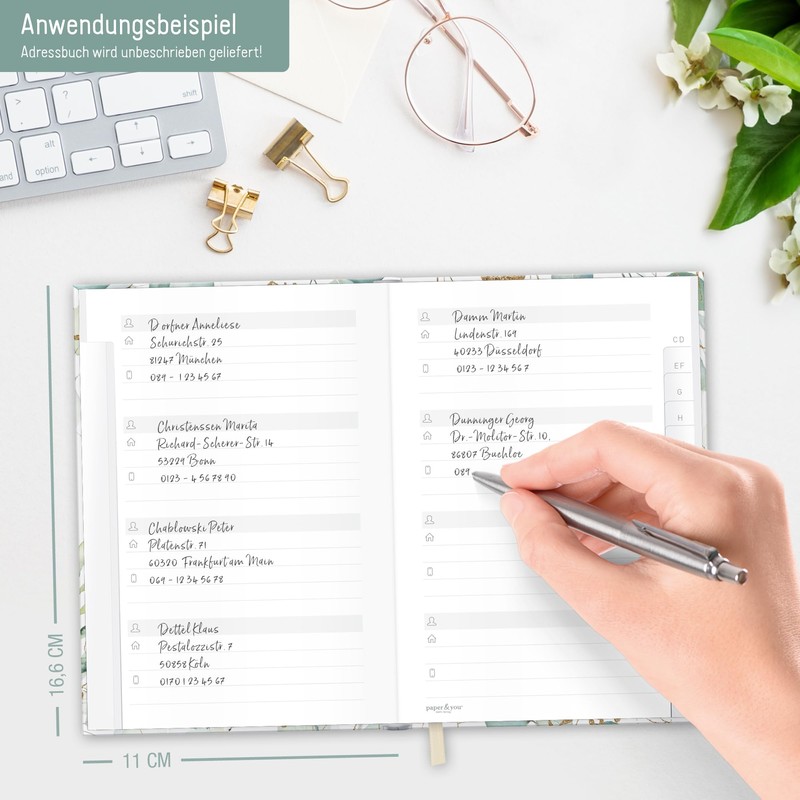 Address Book A6+ for Notes & Passwords "Gold Leaf"