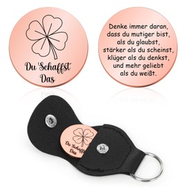 Aurasky Du Schaffst Das Glücksbringer, Clover Leaf Lucky Charm, Pocket Hug, Encouragement Gifts, Small Gifts for Back to School, Exam, Graduation, Recovery, Festival Decoration