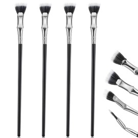 4 Pack Fan Brush for Mascara, Folding Angle Mascara Brush for Eyes, Multifunctional Soft Eye Makeup Brushes for Upper and Lower Eye Lash, Natural Lifted