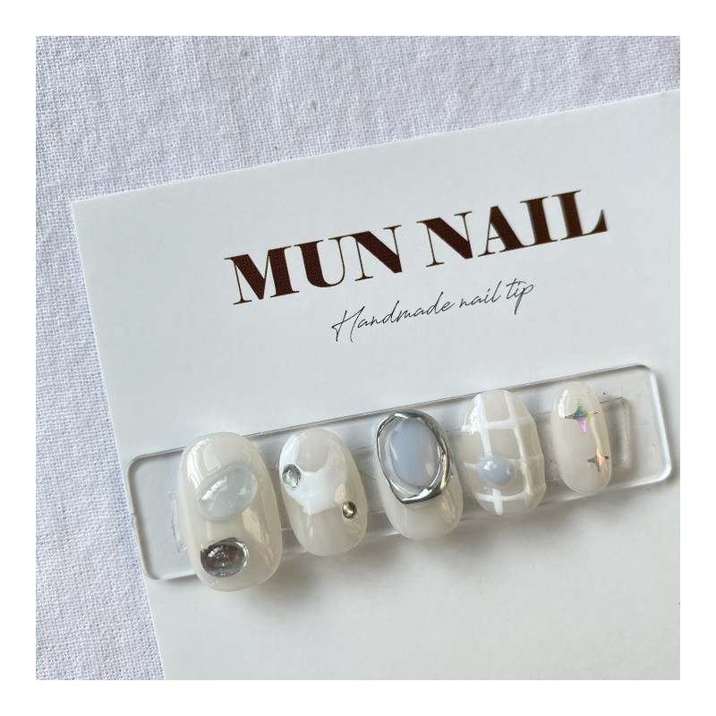 Snowball Nail Tip - Long Oval / 스노우볼 네일팁 -