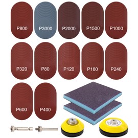 Cexovo Sanding Discs Pad 128 Pieces Sanding Discs Pad Kit 75 mm Sandpaper Velcro Sanding Disc Polishing Attachment Sanding Attachment for Cordless Screwdriver Drill Grit 80 to 3000