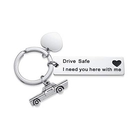 Zysta Drive Safe Key Fob with Engraving Stainless Steel Keychain as a Gift
