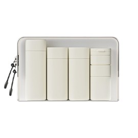 FANPOI 5pcs Travel Cream Dispenser Bottles Set Travel Bottles Toiletry Containers Set, TSA Approved, Travel Essentials (Beige)