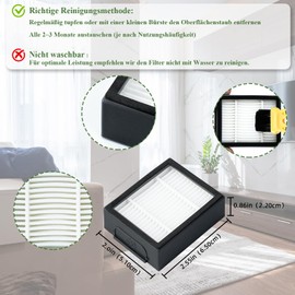 6 Stück Ersatz Filter Kompatibel mit iRobot Roomba i7, i7+, i3, i3+, i5+, Combo i5+, Combo j5+, i8, E5, E6, i1, i4 Serie HEPA Luftfilter Ersatzfilter Zubehör (Nicht für Combo J7+/J9+) Schwarz