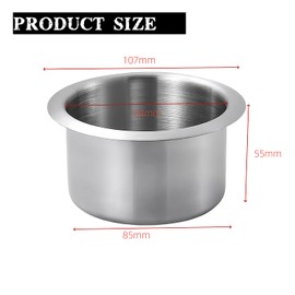 2Pcs Stainless Steel Drop-in Cup Drink Holder Silver Game Table Cup Holder Insert Cinema Sofa Drop-in Drink Cup Holder for Sofa, Boats, Bench, Desk, RV Cars (OD 4.2" ID 3.3")