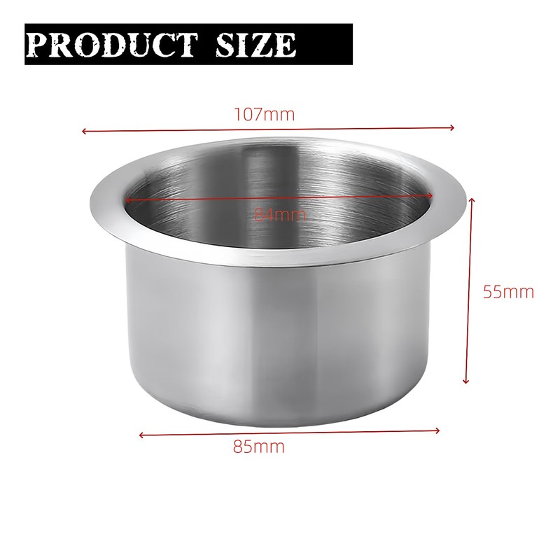 2Pcs Stainless Steel Drop-in Cup Drink Holder Silver Game Table