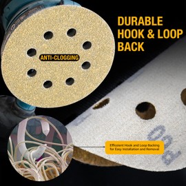 125mm Sanding Discs 240 Grit Hook & Loop 5 inch Sanding Discs 100 PCS Professional Orbital Sander Pads for Wood Metal Steel Sanding/Polishing