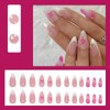 MouyouGlow Press on Nails Short, Almond Nude Pink White French