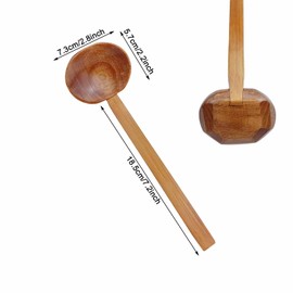 4 PCS Japanese Soup Spoon Wooden Ramen Spoons with Long Handle, Tortoise Pot Spoon for Porridge Restaurant, Household, Eating Mixing Stirring Cooking