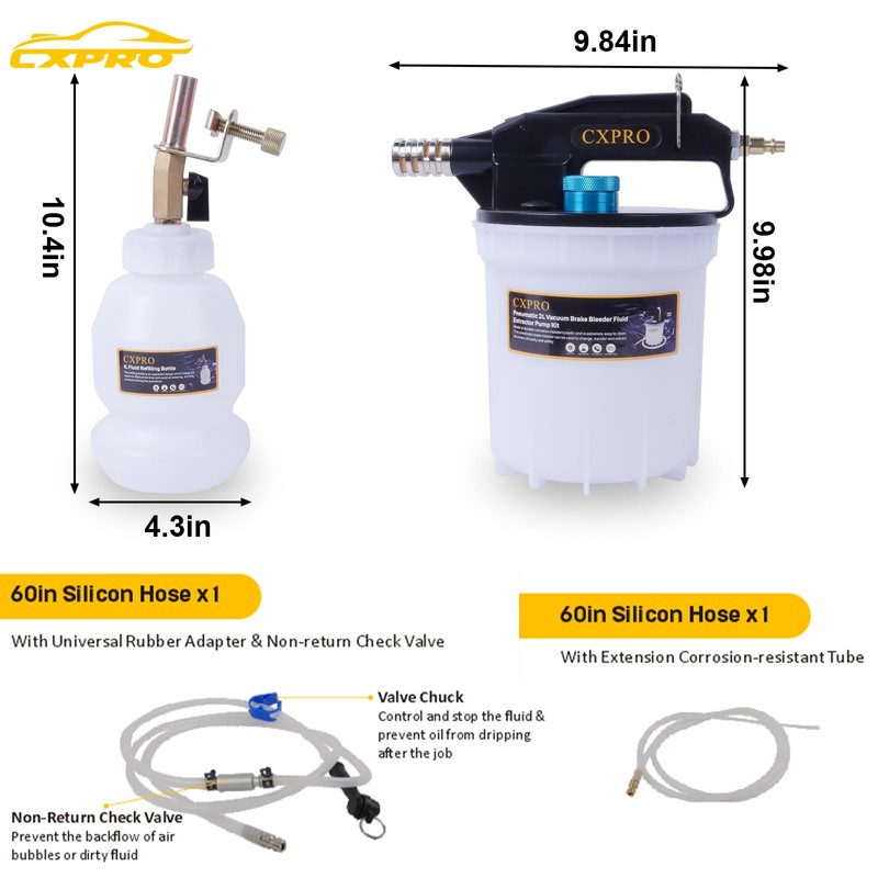 24PCS Brake Bleeder Kit, Vacuum Brake Bleeder Kit with 2L