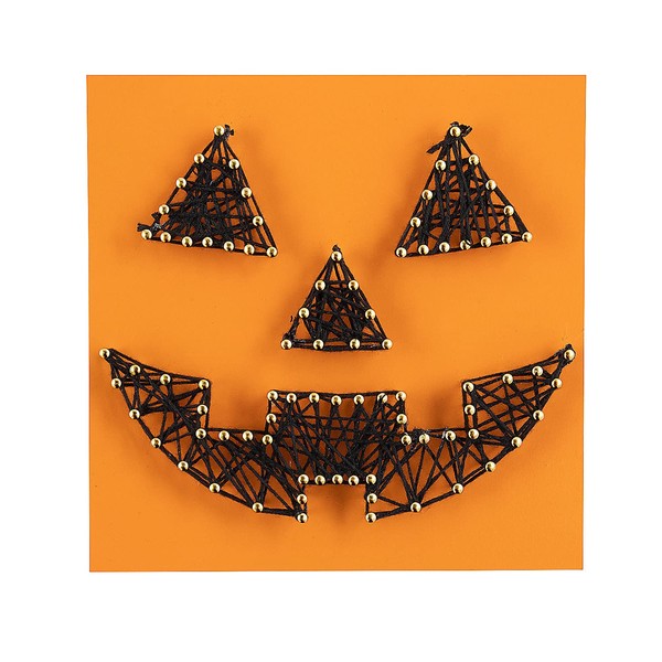 Exclusive Wooden Halloween Jack-o'-Lantern String Art Craft - 6"x6" Handcrafted