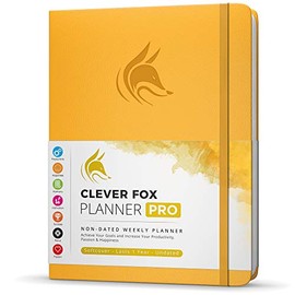 Clever Fox Planner PRO – Weekly & Monthly Life Planner to Increase Productivity, Time Management and Hit Your Goals – Organizer, Gratitude Journal – Undated, 1 Year – Softcover, 8.5x11″ (Amber Yellow)