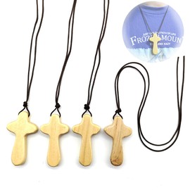 CHENNAN 4 Stück Holz Kreuz Anhänger Charms, Kiefer Minikreuz, Kleines Holzkreuz Zum Beten, Handgefertigt Holz Halskette mit Anhänger Kreuz, Kann von Männern und Frauen Getragen Werden (Holzfarbe)
