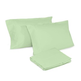 Whisper Organics Pillow Cases - 100% Organic Cotton Pillow Cases - Envelope Enclosure Type Pillowcase Set of 2-300 Thread Count Sateen Weave - GOTS Certified, Pasterl Green Color (Queen Size)