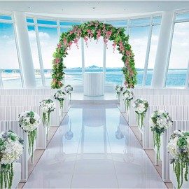 Mavee 4 Pcs 7.2 Feet Artificial Flower Vine Silk Wisteria Garland Hanging Rattan with Ivy Leaf for Wedding Home Decor (Pink)