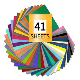 SHOYISI 41 Pack Permanent Adhesive Vinyl Sheets,12" x 10" Permanent Vinyl for Decor Sticker, Party Decoration, Car Decal - 41 Color Vinyl for Cutting Machine, Craft Cutter