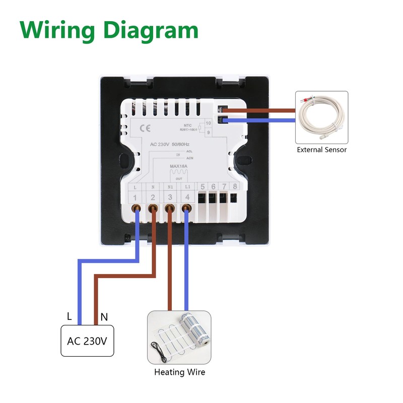 Wengart Room Thermostat for Electric Underfloor Heating Systems WG502, AC230V