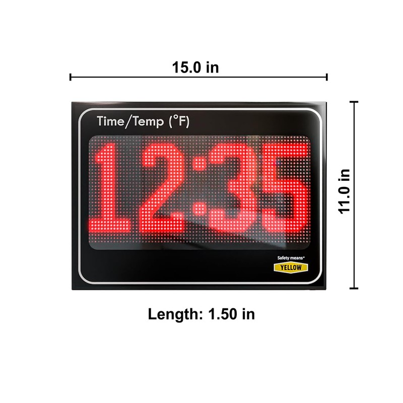 Yellow Safety®, Combo: Large Digital Time and Temperature Electric Sign,11"x15",