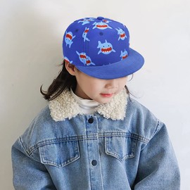 XYIYI Shark Blue Kids Baseball Caps Cotton Sun Hat Adjustable Trucker Hats Sport Visor Cap for 2-4 Years Old Boys