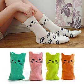 MINI PANDA 8 Pairs Girls' Novelty Socks,Cute Cat and Panda Crew Socks