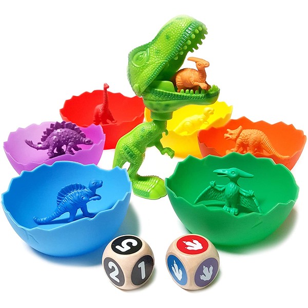 Jumbo Sorting & Counting Dinosaurs Matching Game - Educational Dinosaur Toys for 2 3 4 5 Year Olds with 54 Math Manipulatives, Dino Grabber, Toddler Games Dice, Toy Storage & Kids Activities eBook