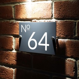 Badgemaster Modern Anthracite Grey House Number Sign Plaque Stainless Steel Standoffs 20cm x 13cm No Number Thin