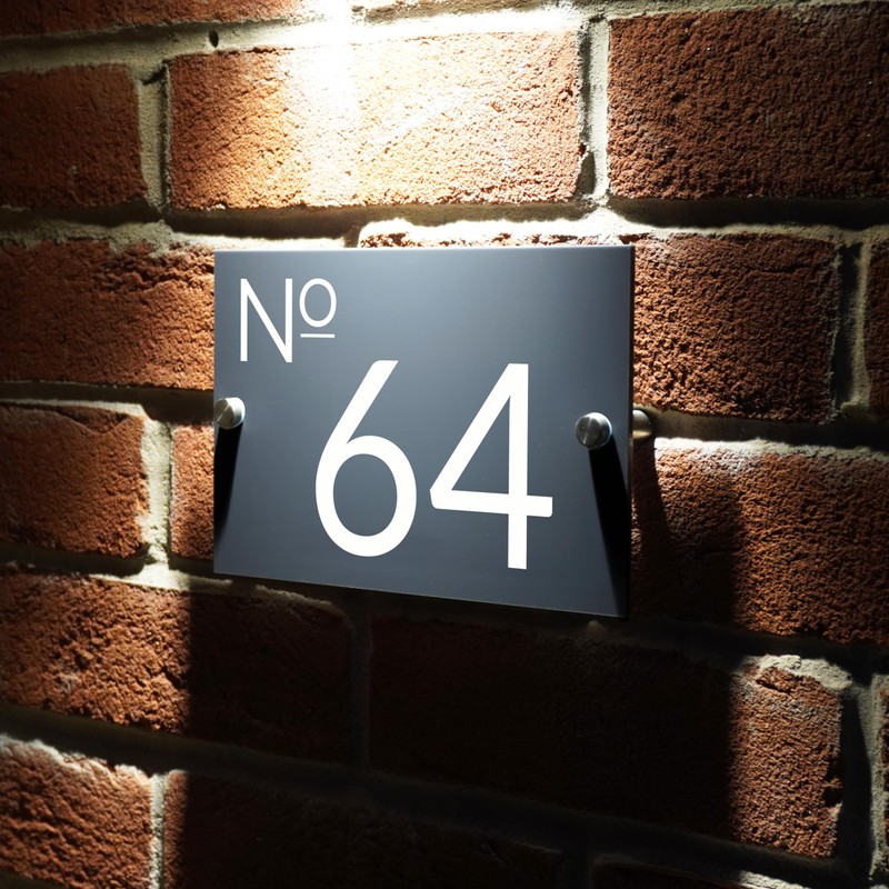 Badgemaster Modern Anthracite Grey House Number Sign Plaque Stainless Steel