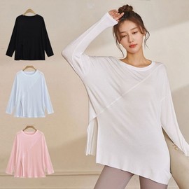 HL] Long Sleeve Pilates Pole Wear Cut Tee Wear Black/S