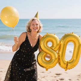 40 Inch Gold Balloon Number 80 Balloon,Jumbo Mylar Foil Helium Balloon for 80 Birthday Digital Balloons for Birthday Party,Wedding Anniversary Party Decorations