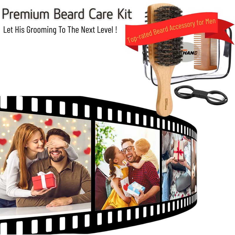 Beard Brush for Men Dual-Sided Soft Beard Mustache Brush Beard