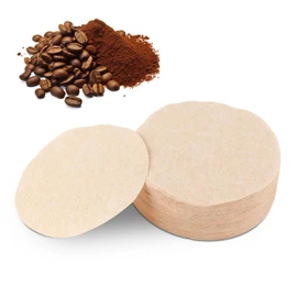 Omabeta 100PCS 60mm Dia. Round Coffee Filter Paper Replacement Set for Mocha, Disposable Filters Single Use for Coffee Lover Home Coffee Shops, Wooden Fiber Filter Paper for Coffee