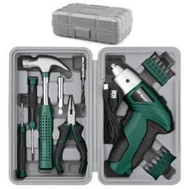 Hi-Spec 3.6V Cordless Electric Screwdriver Set with Interchangeable Bits, Green