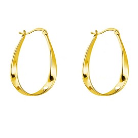 Channel V 925 Sterling Silver Twisted Hoop Earrings for Women Silver Hypoallergenic Oval Hoop Earrings 18K Gold Lightweight French Lock Hoops Earrings Simple Huggie Hoop Earrings for Jewelry Gifts,