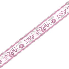 Baby Shower 6ft Banner Pink Girls – Cute Elephant & Heart Design