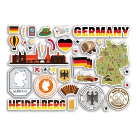 A5 Sticker Sheet Heidelberg Landmarks Vinyl Stickers - Germany German Stamps Skyline Flag Map Travel Holiday City Scrapbook Aesthetic #80466