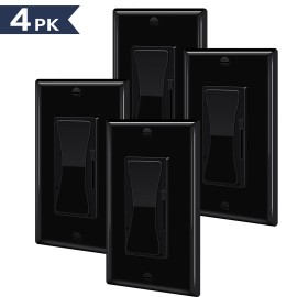GREENCYCLE 3 Way 15A 120V for CFL 600W LED 150W with Plate Cover 4Packs Black Dimmer