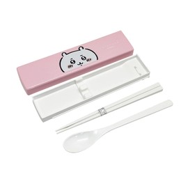 OSK CT-27 Chiikawa Lunch Box with Quote Lid Combination [Chopsticks, 7.1 inches (18 cm), Spoon, Sliding, No Crunching, Made in Japan, Dishwasher Safe, Pink