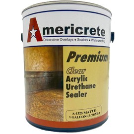 Americrete A-1325 Clear Matte Concrete Sealer - Transparent Waterproofing for Floors, Driveways, Garages, Cinderblocks, Sandstone, Sidewalks, and Other Interior or Exterior Cement (1 Gallon)