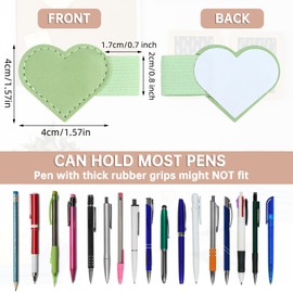 LIYAZHIL 5 PCS Pen Loop Holder,Heart Self-Adhesive Pencil Holder PU Leather Pencil Elastic Loop Designed for Notebooks, Journals, Calendars,Teacher Supplies