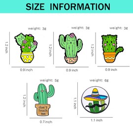 5Pcs Cartoons Cactus Enamel Brooch Pin Set, Cute Enamel Lapel Cartoon Brooch Pin, Badges Brooch for DIY Clothes T-shirt Jackets Bags Backpacks Lapel Pin Set, Metal, no gemstone